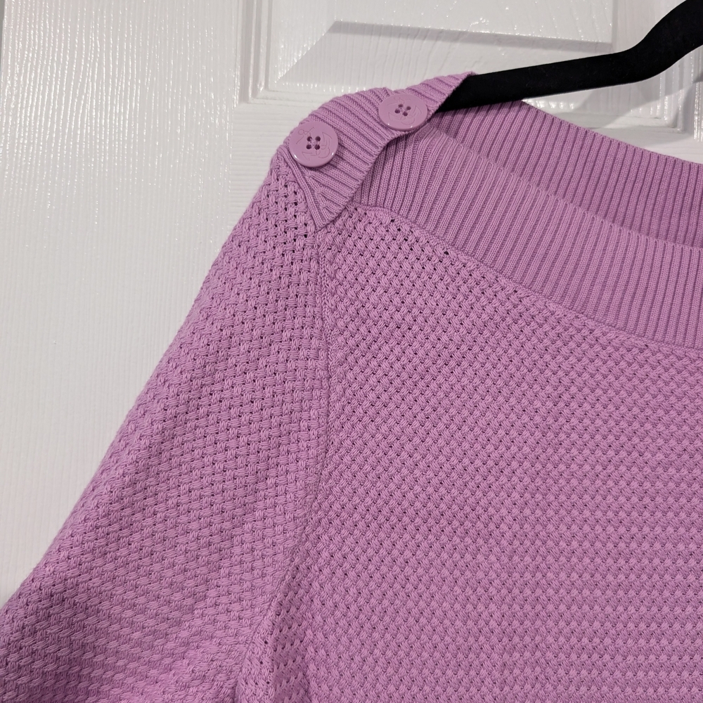 NWT Talbots Plus Purple Basket Weave Long Sleeve Sweater in Size 1X - Picture 3 of 11